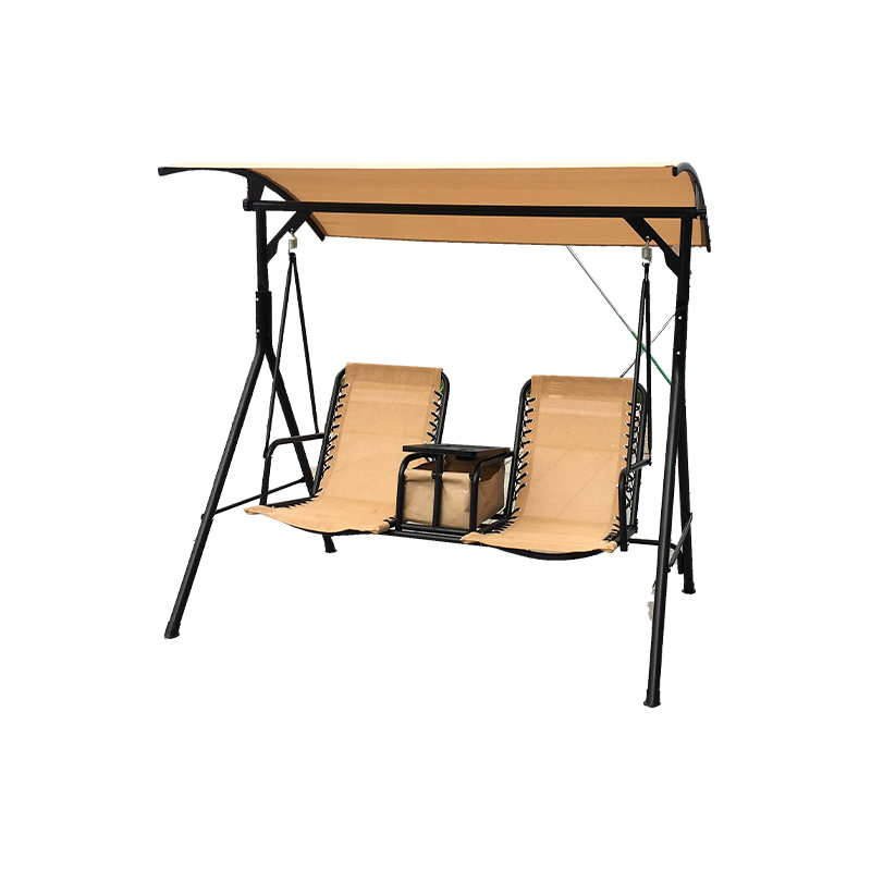 Middle Storage Table Non-Slip Foot Mat Textilene Fabric 2 Seat Garden Porch Swing
