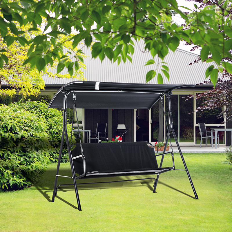 A-Frame Iron Frame Canopy Oxford Cloth 2 Seat Porch Swing